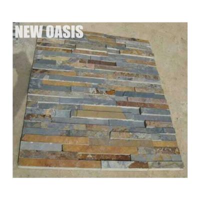 China cheapest rusty yellow color culture stone Split Face Ledge Panels Stacked Wall Culture Slate Stone Veneer for wall decoration zu verkaufen