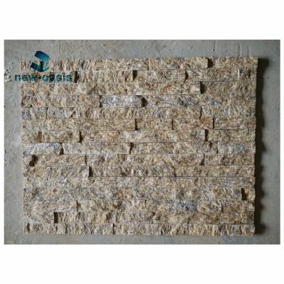 China Tiger yellow beige color  quartz Split Face Ledge Panels Stacked Wall Culture Slate Stone Veneer for wall decoration zu verkaufen