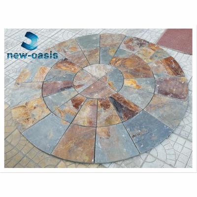 China rusty stone rusty slate culture stone with net/mesh support Multi-color slate net paste floor tiles for garden yard paving zu verkaufen