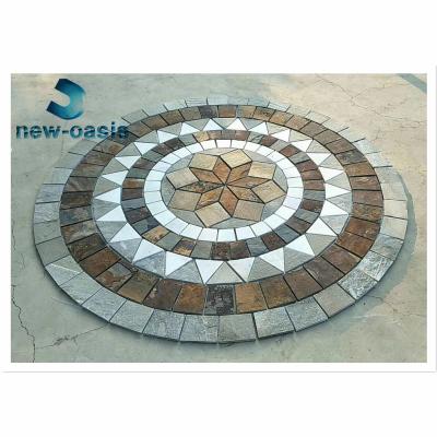 China Designed pattern slate with net paste for garden yard paving cultural stone paving with mesh culture stone round shape design zu verkaufen