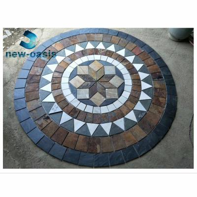 China Cheap price rusty slate culture stone with net/mesh support Multi-color slate with net paste floor tiles for garden yard paving zu verkaufen