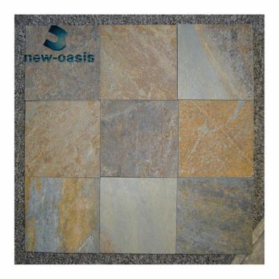 China irregular shape cheap price rusty slate culture stone with net/mesh support Multi-color slate with net paste floor tiles zu verkaufen