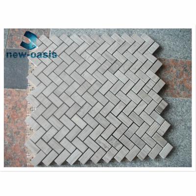 中国 Light wooden marble mosaic Herringbone shape chevron shape Marble mosaic for bathroom kitchen outdoor 販売のため