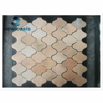 中国 Dark beige yellow color natural marble mosaic flower design  Marble mosaic for bathroom kitchen 販売のため