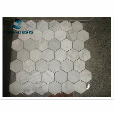 中国 Carrara white marble  mosaic sheet for  bathroom kitchen decoration 販売のため