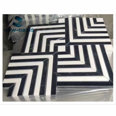 Cina New Original Design Black and White Marble Mosaic Tiles Natural Stone Triangle Mosaic Wall Tile Bathroom in vendita