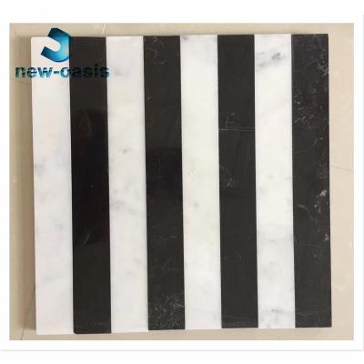 Cina White and black color marble zebra design mosaic in vendita