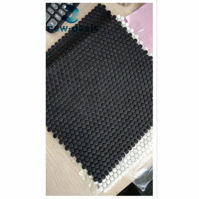 China pure black hexagon shape marble mosaic for sale