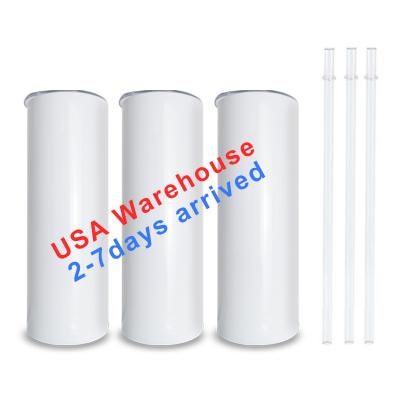 China Sustainable USA Warehouse Stocked Stainless Steel Double Wall Insulated 20oz Sublimation White Straight Thin Blanks Tumblers for sale