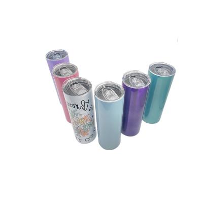 China Viable Fast Shipping 20oz Stainless Steel Rainbow Glitter Sublimation Straight Tumblers With Lid For DIY Printing for sale