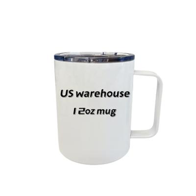 China US Warehouse Viable Wholesale 12oz Insulated Travel Coffee Mug Regular Sublimation Stainless Steel Empty Tumbler Travel Mug With Handle for sale