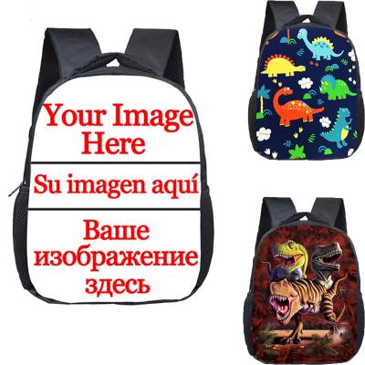 China Waterproof 12 Inch Customize Your Logo Name Image Animals Dinosaur Toddlers Backpack Kids School Bags Baby Toddler Bag for sale