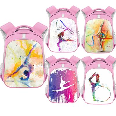 China Rhythmic Gymnastics Backpack Girl 13-16 Inch School Bag Large Capacity Travel Storage Bag Waterproof Printed Athlete Backpack for sale