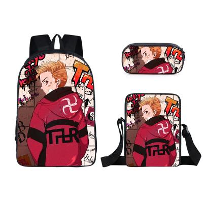 China Tokyo Avengers Waterproof Schoolbag 3Pieces/Set Student Bags School Backpacks and Messenger Bag with Pencil Bag 3 Pcs/Set Kids School Bags for sale