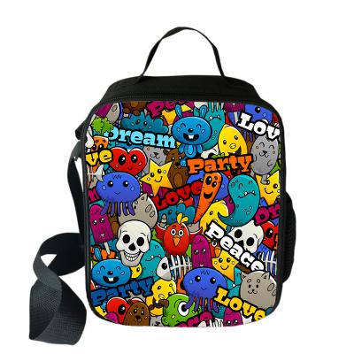 China Waterproof Graffiti Design Kids Lunch Box Portable Food Bag For Teenager Lunch Bag Men Daily Use Food Case for sale