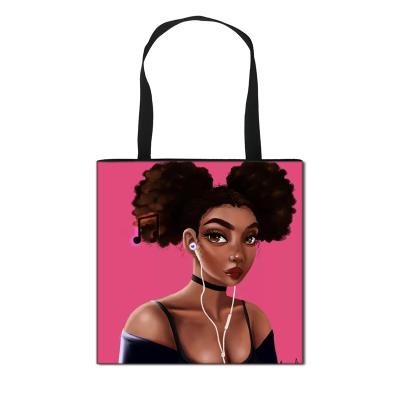 China High Quality Women Shopping Bags Recycle Art African Girls Tote Bag Black Ladies Beach Totes Females Shoulder Eco Bags for sale