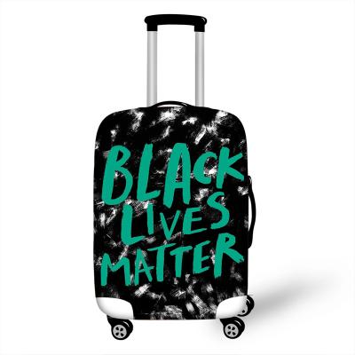 China Ultralight I Can't Breathe/Black Lives Matter High Elastic Travel Baggage Cover Device Anti-Dust Spandex Baggage Suitcase Cover for sale