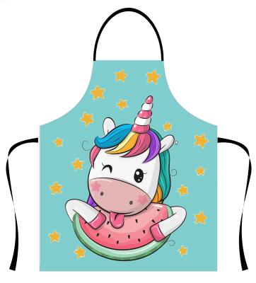 China Unicorn Unicorn Cartoon Cooling Printed Kitchen Cooking Apron Adorable Gift Waterproof Adults Party Gift Aprons for sale