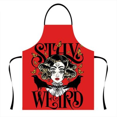 China Promotional Cheap Food/Beverage Witch Witchcraft Letter Printed Kitchen Aprons Waterproof Canvas Adults Party Gift Cooking Apron for sale