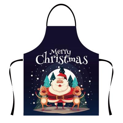 China Drink/Food Merry Christmas Women Kitchen Female Apron Waterproof Adults Cooking Apron Cute Cartoon Santa and Elk Print Homeware for sale