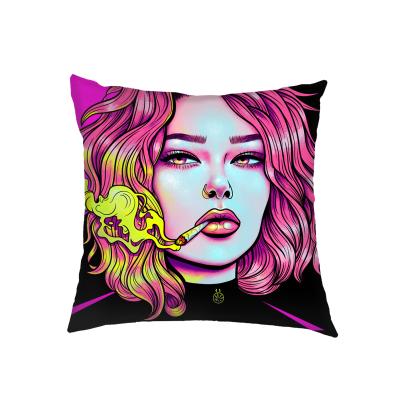 China Lovely Girl Print Fashion Cool Lady Square Decorative Cushion Viable Pillow Case Sit Cover Household Products Office Cushion for sale