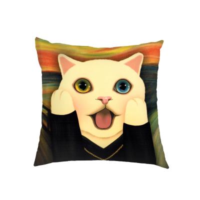 China Lovely Cat Square Decorative Cushion Pillow Comfortable Animal Cute Case Print Cartoon Pillow Covers Household Products Office Cushion for sale