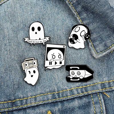 China Lovely fashionable simple cartoon ghost series brooch personality speaker suitcase modeling painting badge for sale