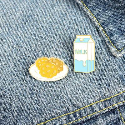 China Fashionable Milk Cookies Lapel Pins Badge Cartoon Brooch For Shirt Jeans for sale