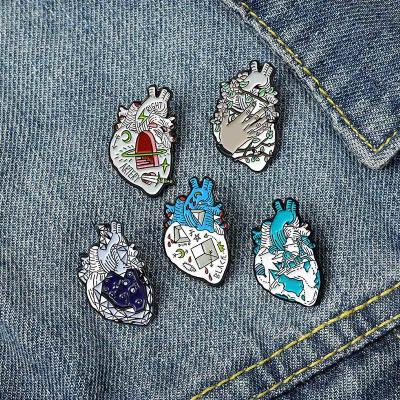 China Trendy Heart Enamel Pins Anatomy Heart Neurology Medical Brooch for Doctor and Nurse Bags Badge Lapel Pin for sale