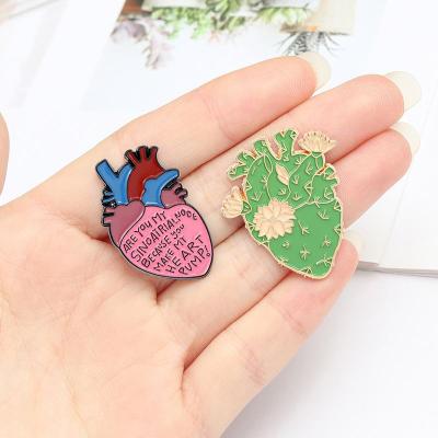 China Trendy Heart Enamel Pins Anatomy Heart Neurology Medical Brooch for Doctor and Nurse Bags Badge Lapel Pins for sale