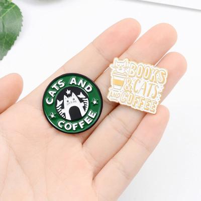 China Creative Cute Animal Coffee Puppy Cat Puppy Pin Europe RTS Brooch Cat Coffee Soft Enamel Pins for sale