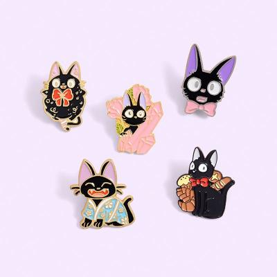 China Wholesale Cute Jigger Anime Black Cat Europe Black Cat Enamel Pin Paint Joker Soft Lapel Pin Badge for sale