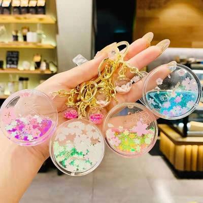 China Creative Personalized Metal Oil Bottle Series Cherry Blossom Girl Heart Key Chain All-match Bag Couples Pendant Accessories Gift for sale