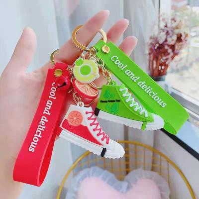 China Metal Cartoon Creative Soft Glue Fruit Pendants Various Shapes Shoes Key Couples Gift Bag Chain Cute Ornaments for sale