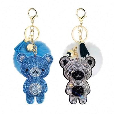 China New Simulation Velvet Faux Stone Bear Fur Ball Pompom Keychain Pendant Bag Korean Cute Jewelry Hanging Accessories for sale