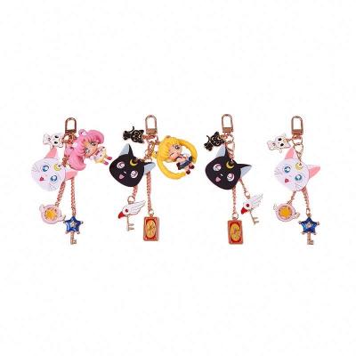 China Sailor Moon Anime Keychain Keyholder in PVC Metal Yellow Pink Promotion Gift Manufacturers Handsome for sale