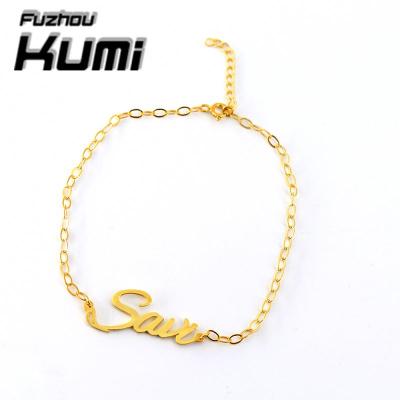 China 2020 Women Silver Gold Plated Jewelry Personalized Custom Name Charm Bracelet Anklet Chain for sale