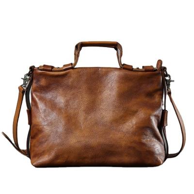 China Wholesale Vintage Buffalo Messenger Bag High Quality Mens Leather Satchel Laptop Briefcase Crazy Vintage Leather Briefcase Bag for sale