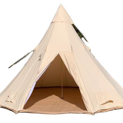 China Direct Selling Khaki 320g Cotton Practical Professional Hanguing Glamping Tent Luxury Glamping Extended Type Tent for sale