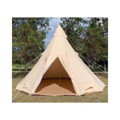 China Extended Type Factory Price 320g Cotton Economy Glamping Tent House Khaki Practical Glamping Tent Outdoor for sale