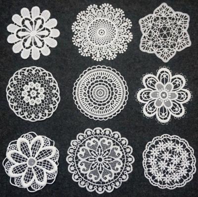 China Viable Wholesale Accessories Lace Embroidery Lace Fashion Applique Popular White Patch Lace For Garment for sale