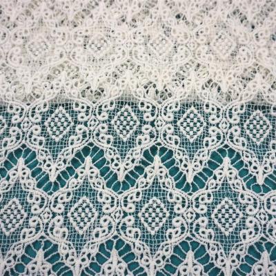 China Sustainable Wholesale 100% Water-solution Cotton Lace Embroidery Dyeable Lace Fabric For Garment for sale