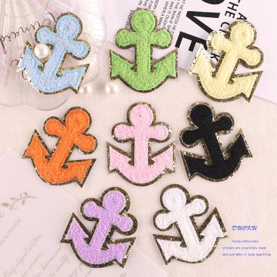 China Handmade Glitter Chenille Anchor Patches Chenille Patches Heat Press Patches for sale