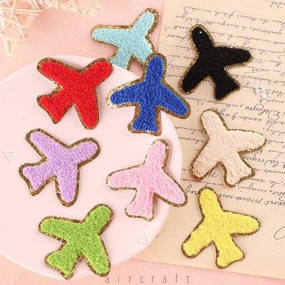 China Handmade Glitter Chenille Plane Patches Chenille Patches Heat Press Patches for sale