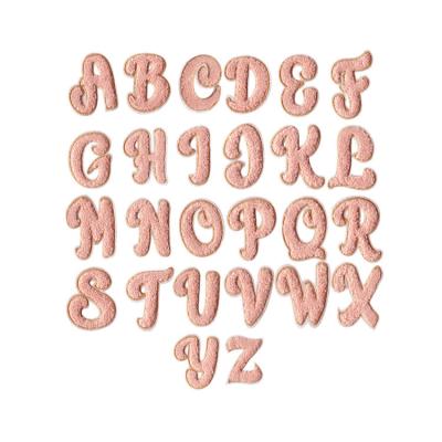 China Handmade Pink Alphabet Letters Patches Chenille Patches For Clothing Accessories for sale