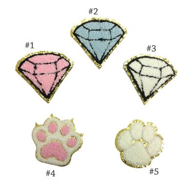 China Handmade Glitter Chenille Diamond , Animal Claws Patches Self Adhesive Patches for sale