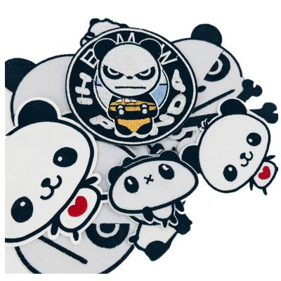 China Handmade Cartoon Panda Embroidery Patches Cute Iron-on Patch for sale