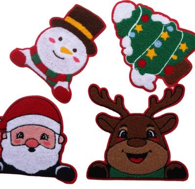 China New Sustainable Design Santa Elk Snowman Christmas Tree Sew-on Embroidery Christmas Patch for sale