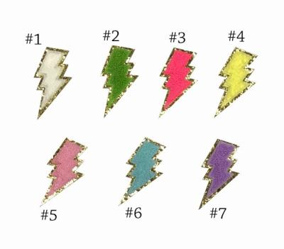 China Handmade Glitter Chenille Lighting Bolt Patches Self Adhesive Patches for sale