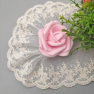 China Direct Manufacturer Viable Mesh Decorative Net Embroidery Lace Cotton Lace Fancy Trim For DIY Garment for sale